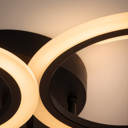 LED полилей с дистанционно управление на Betty 82W, 6 кръга, студена/гореща/неутрална светлина, нестабилна, черна