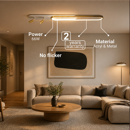 LED полилей с регулируем проектор FISSO Camilla, 66W, студена/топла/неутрална светлина, блестящо злато