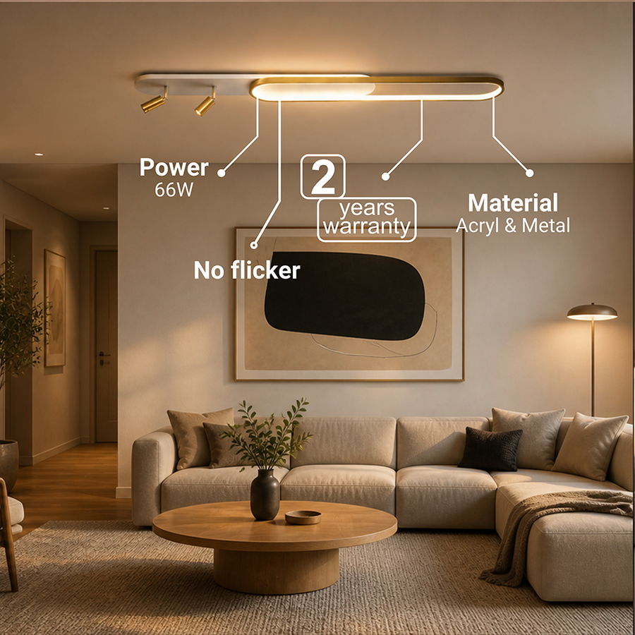 LED полилей с регулируем проектор FISSO Camilla, 66W, студена/топла/неутрална светлина, блестящо злато