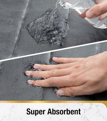 Комплект от 3 постелки за баня, 50x40 см, сини, неплъзгащи се