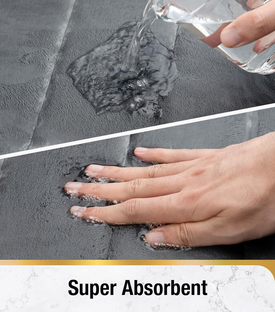 Комплект от 3 постелки за баня, 50x40 см, сини, неплъзгащи се