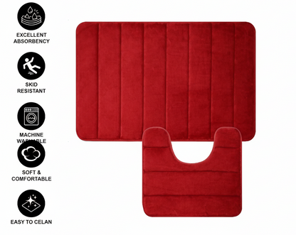 Комплект от 3 постелки за баня, 50x40 см, сини, неплъзгащи се