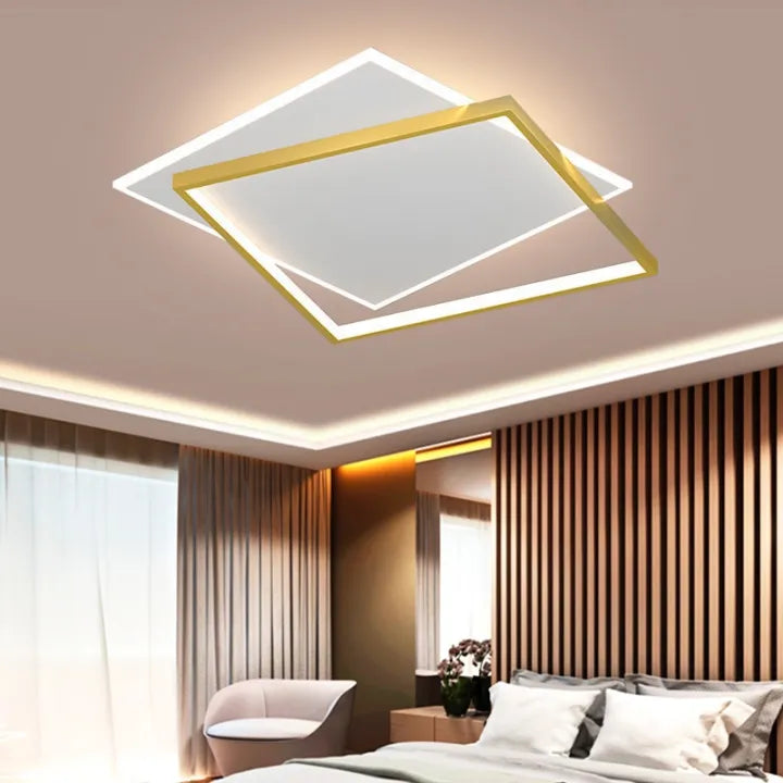 LED полилей с 98W слънчево дистанционно управление, 2 квадрата, студ/гореща/неутрална светлина, нестабилно, бяло злато