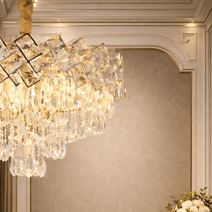 Кристален полилей WINDSOR Eleganza 8x E14, диаметър 39 см, блестящо злато, регулируема височина, метал и кристал