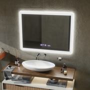 Правоъгълно светодиодно огледало 50x70cm Zampa Sensor Motionglow Marcello Clock Defrition System & Dimable термометър