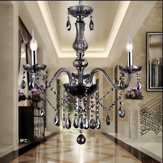 Crystal Cristal Chandelier 3xe14, диаметър 48 см, черен, регулируема височина