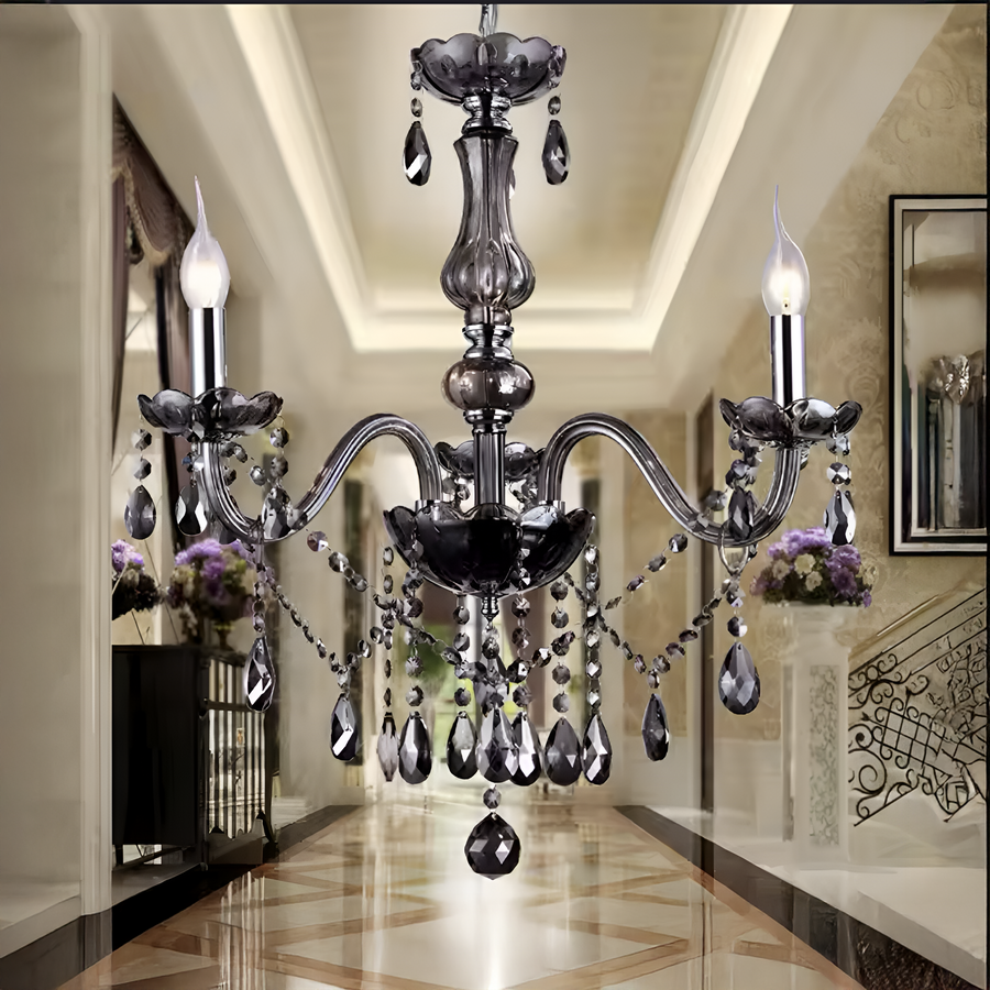 Crystal Cristal Chandelier 3xe14, диаметър 48 см, черен, регулируема височина
