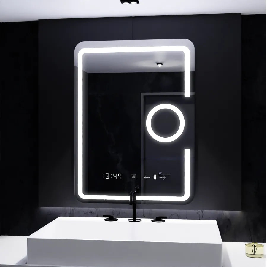 Огледален светодиоден правоъгълен 60x80cm Eclat Motionglow Marcello Dejrosting System Thermometer & Clock Cosmetics