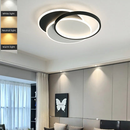 LED полилей със 76W дистанционно управление на Киара, 3 кръга, студена/гореща/неутрална светлина, проклет, черно