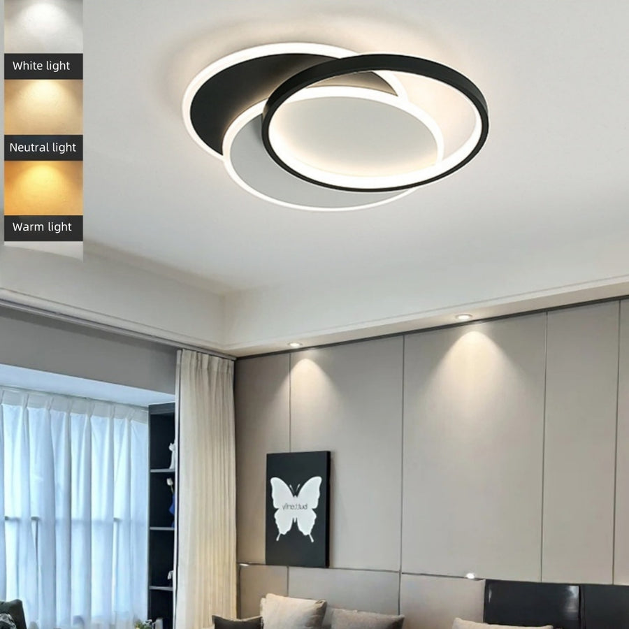 LED полилей със 76W дистанционно управление на Киара, 3 кръга, студена/гореща/неутрална светлина, проклет, черно