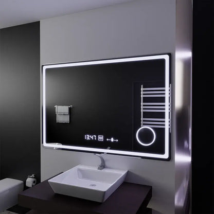 Огледален светодиоден правоъгълен 120x80cm Souverain Motionglow Marcello Dismantic Clock System & Dimable Cosmetic Terometer