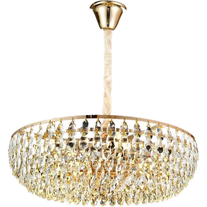 Кристален полилей CC1677/400GD, 4xE14, блестящо злато, регулируема височина, метал и кристал
