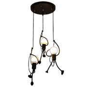 Модерен полилей, тип махало, гъбички, фигурки, 3xe27, регулируема височина, черно