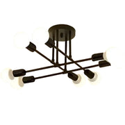 Класически модернистичен окта полилей, 8x E27, черен, модерен дизайн, метал, без абажур