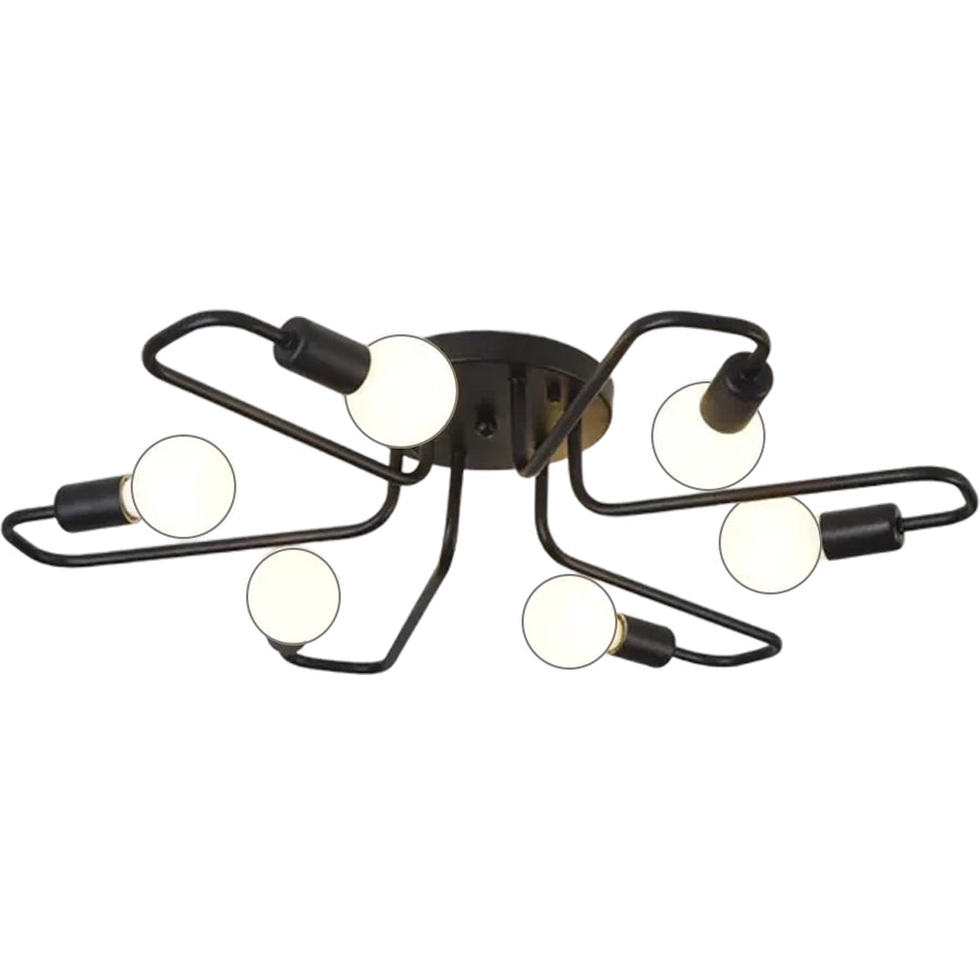 Модернистичен полилей Hexa 6, 6x E27, черен, модерен дизайн