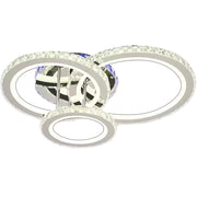 LED полилей с дистанционно управление и кристал NOVA ROTONDA RGB 73W, 3 кръга, Студена/Топла/Неутрална светлина, Димируем, Блестящ Хром