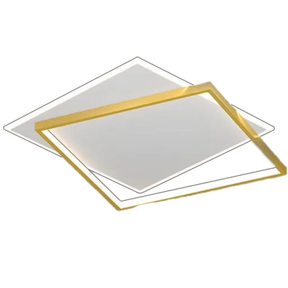 LED полилей с дистанционно SOLARA 66W, 2 квадрата, Студена/Топла/Неутрална светлина, Димируем, Бяло злато