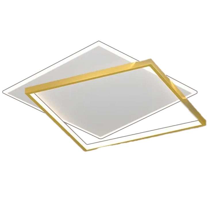 LED полилей с дистанционно SOLARA 66W, 2 квадрата, Студена/Топла/Неутрална светлина, Димируем, Бяло злато