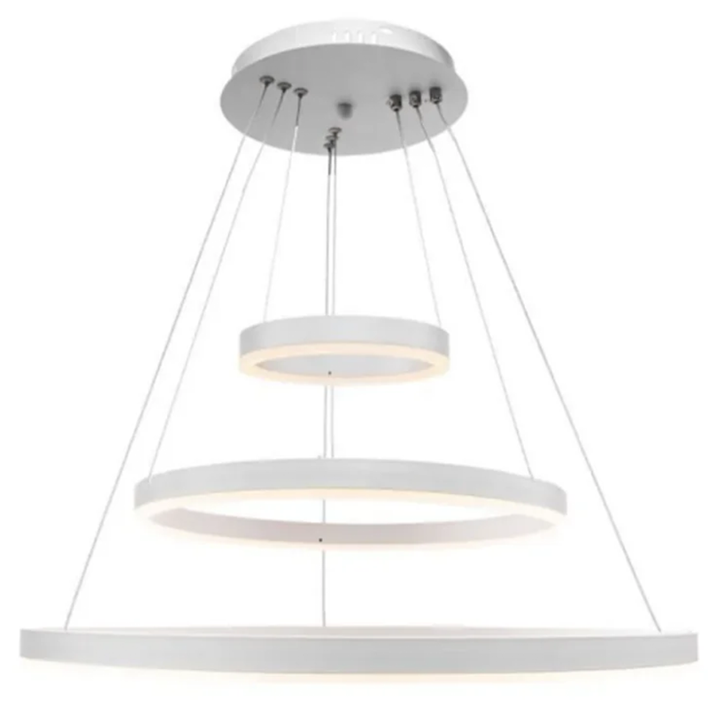 Окачен LED полилей с дистанционно SERENA 85W, 60см, 3 кръга, Студена/Топла/Неутрална светлина, Димируем, Бял, Регулируема Височина