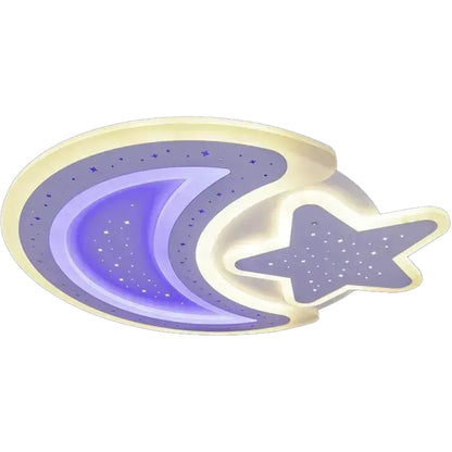 LED полилей с дистанционно CORALIA 90W, Луна и звезда, Студена/Топла/Неутрална светлина Димируем Бял