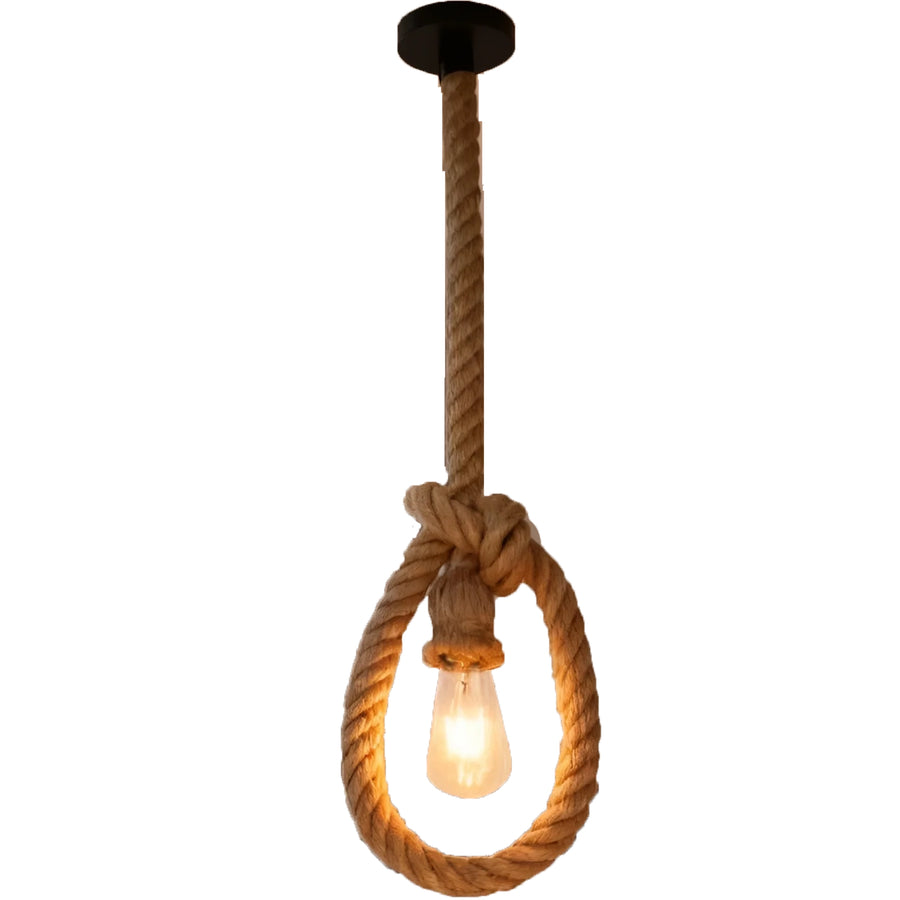 Винтидж полилей LV103/130, 1xE27, рустик, връв и метал, 130 см, черна опора