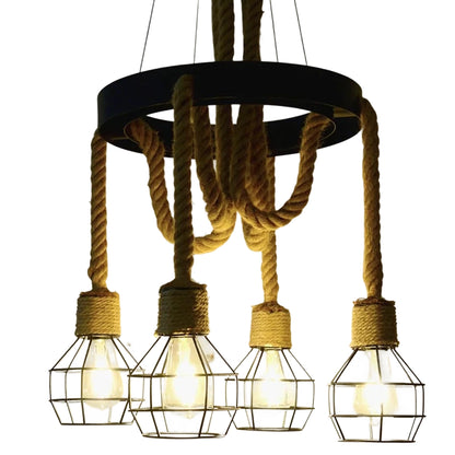 Полилей с колело LV580/4BK, 4xE27, кафяв, метал и връв