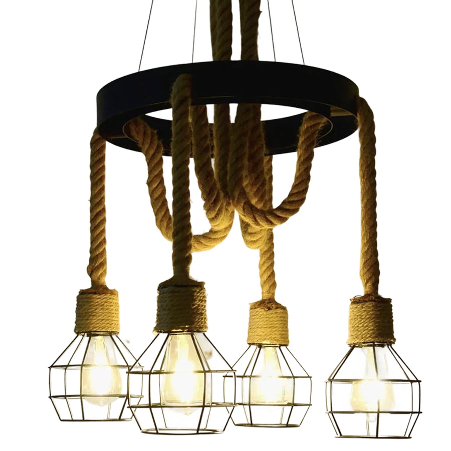 Полилей с колело LV580/4BK, 4xE27, кафяв, метал и връв