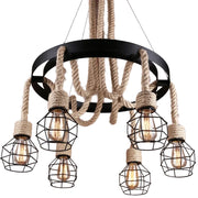 Полилей на колело LV580/6BK, 6xE27, кафяв, метал и връв