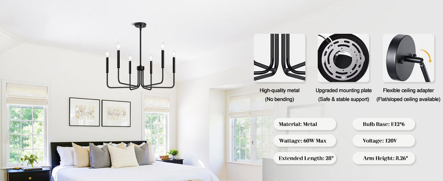 Метален полилей AVANT, тип висулка с рамена, кръгъл, 6xE14, черен