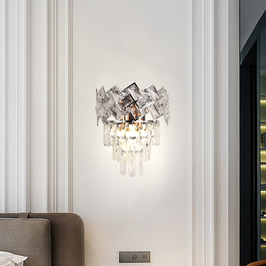 WINDSOR Cristal стенна лампа, 2x E14, блестящи хромирани вътрешни стенни лампи Заглавие по подразбиране Alessandro Design