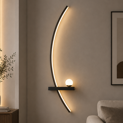 GDANSK Декоративна LED стенна лампа, 20 W, 57x20 см, топла / неутрална / студена светлина, черна, метал и акрил