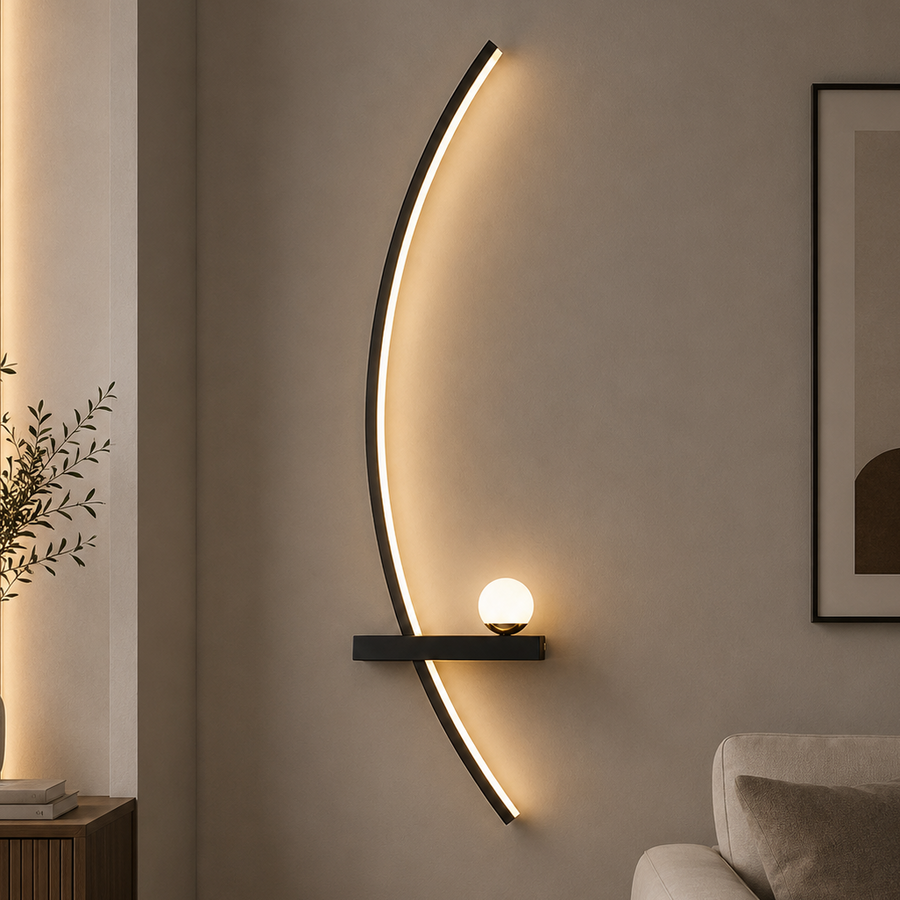 GDANSK Декоративна LED стенна лампа, 20 W, 57x20 см, топла / неутрална / студена светлина, черна, метал и акрил