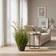 Изкуствено декоративно растение Cattail Grass, 90 см, 13 стъбла, извита трева и подправки, тъмнозелено, без саксия