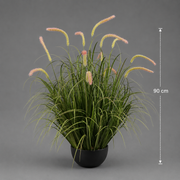 Изкуствено декоративно растение Cattail Grass, 90 см, 13 стъбла, извита трева и подправки, зелено, без саксия
