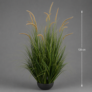 Изкуствено декоративно растение Cattail Grass, 120 см, 17 стъбла, извита трева и подправки, наситено зелено, без саксия