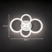 LED полилей с дистанционно BETTY 43W, 4 кръга, Студена/Топла/Неутрална светлина, Димируем, Бял