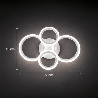 LED полилей с дистанционно BETTY 43W, 4 кръга, Студена/Топла/Неутрална светлина, Димируем, Бял