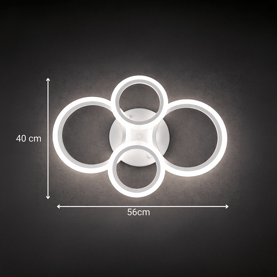 LED полилей с дистанционно BETTY 43W, 4 кръга, Студена/Топла/Неутрална светлина, Димируем, Бял