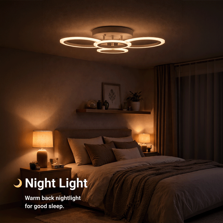 LED полилей с дистанционно BETTY 43W, 4 кръга, Студена/Топла/Неутрална светлина, Димируем, Бял