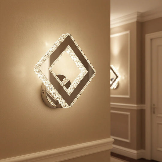 LED стенна лампа AP2881 с кристали, квадратна, 23,4 W, студена/топла/неутрална светлина, лъскав хром Вътрешни стенни лампи Заглавие по подразбиране Alessandro Design