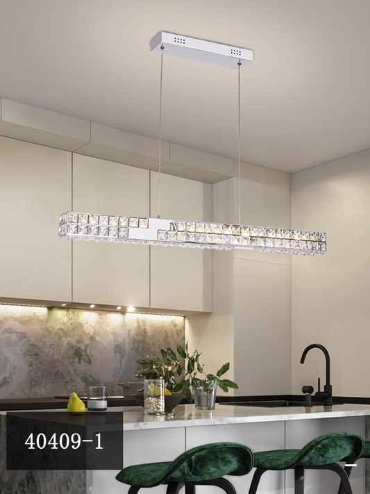 LED полилей CC40409/1CH, Диаметър 85 см, Височина 120 см, IP20, Студена/Неутрална/Топла светлина, Димируем, Сребро, Кристал, Стомана