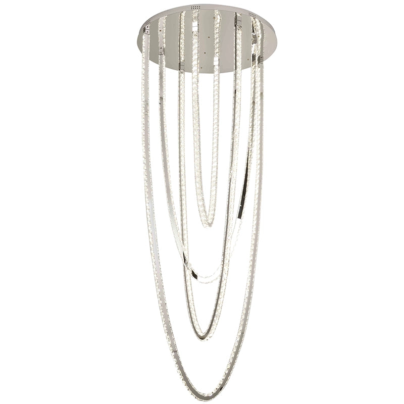 LED полилей CC50303/800CH, Диаметър 80 см, Височина 200 см, IP20, Студена/Неутрална/Топла светлина, Димируем, Сребрист, Кристал, Стомана