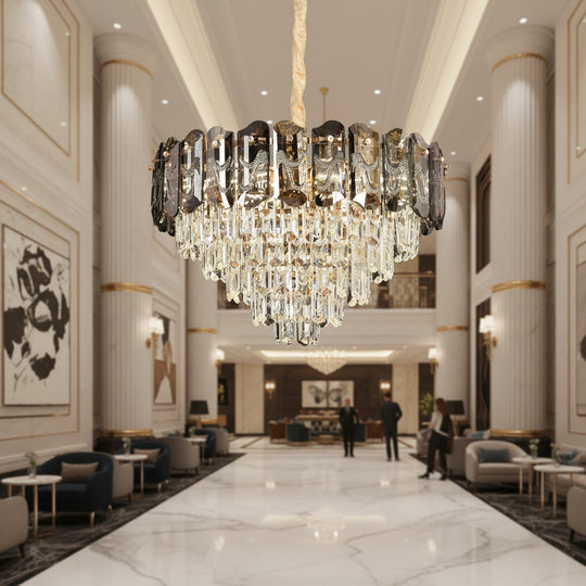 Кристален полилей AURUM Elegance 9xE14, диаметър 50 см, височина 35 см, блестящо злато, регулируема височина, елегантен дизайн