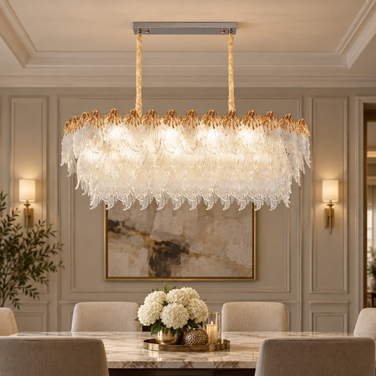 Кристален полилей MURANO Supremo 10xE14, 100x40 см, злато, регулируема височина, метал и кристал