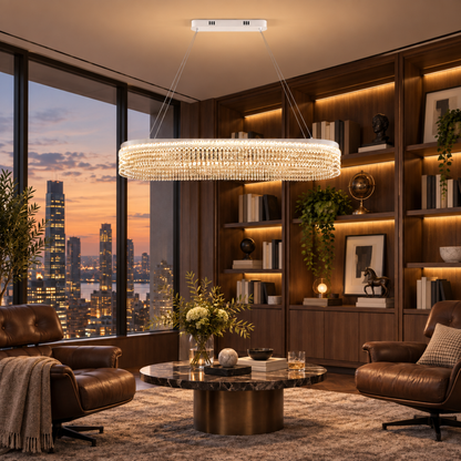 Кристален полилей VOLNA Supremo, 162 W, ​​100x30 см, топла/неутрална/студена светлина, бял, метал и кристал