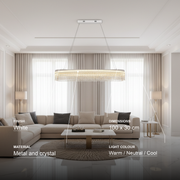 Кристален полилей VOLNA Supremo, 162 W, ​​100x30 см, топла/неутрална/студена светлина, бял, метал и кристал