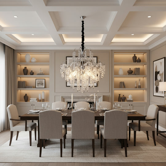 Кристален полилей PUBU Elegance, 5x E14, диаметър 50 см, хром