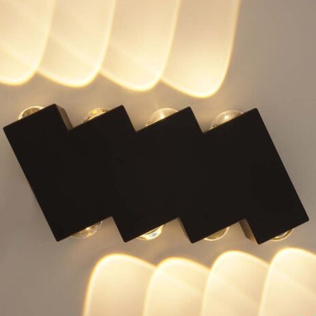 Външна и вътрешна LED стенна лампа, 4 източника x 1W, IP65, ABS, черна, 3000K