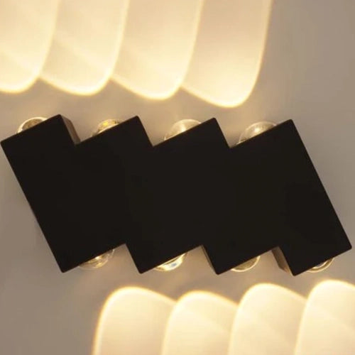 LED стенна лампа AX232, външна, 8 източника, 8W, черна, 3000K
