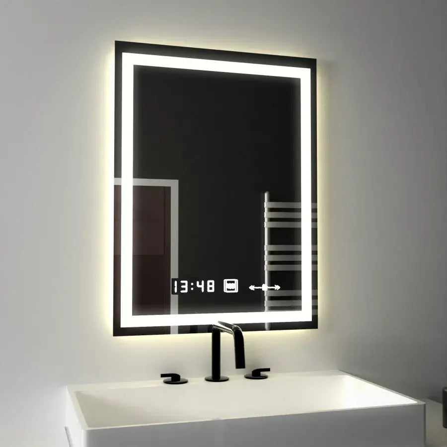 Правоъгълно светодиодно огледало 45x60cm verite motionglow marcellow simable clock system & timable термометър